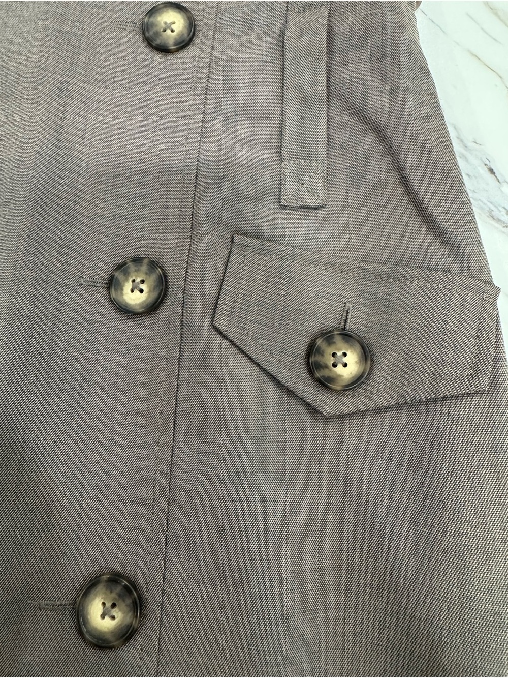 Worthington Petite Size 8 Taupe Double Breasted Belted Pencil Skirt - Picture 12 of 14